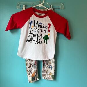 TOY STORY Kids Pajamas 3T Disney Pixar 2 piece set red white and multi color